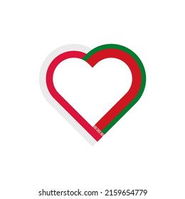 unity concept. heart ribbon icon of poland and belarus flags. vector illustration isolated on white background