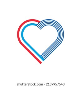 unity concept. heart ribbon icon of luxembourg and greece flags. vector illustration isolated on white background