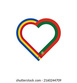 concepto de unidad. icono de la cinta de corazón de las banderas moldova y portugal. ilustración vectorial aislada en fondo blanco
