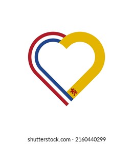 unity concept. heart ribbon icon of netherlands and south holland flags. vector illustration isolated on white background