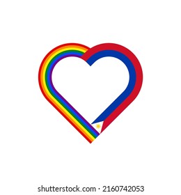 unity concept. heart ribbon icon of rainbow and philippines flags. vector illustration isolated on white background