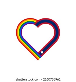 concepto de unidad. icono de la cinta de corazón de las banderas arcoiris y laos. ilustración vectorial aislada en fondo blanco