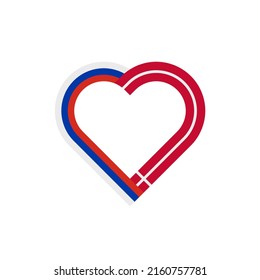 concepto de unidad. icono de la cinta de corazón de rusia y banderas de dinamarca. ilustración vectorial aislada en fondo blanco	