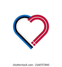 Einheitskonzept. Herzbandsymbol von Estonia und denmark flags. Vektorgrafik einzeln auf weißem Hintergrund	
