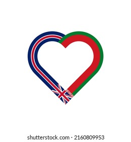unity concept. heart ribbon icon of united kingdom and belarus flags. vector illustration isolated on white background