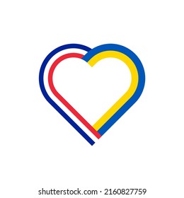 unity concept. heart ribbon icon of france and ukraine flags. vector illustration isolated on white background