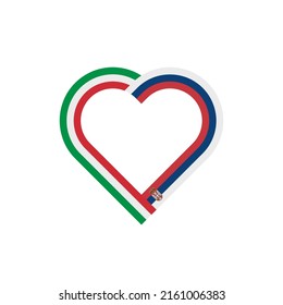unity concept. heart ribbon icon of italy and serbia flags. vector illustration isolated on white background