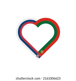 concepto de unidad. icono de la cinta de corazón de las banderas serbia y portugal. ilustración vectorial aislada en fondo blanco