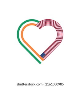 concepto de unidad. icono de la cinta de corazón de irlanda y banderas de estados unidos. ilustración vectorial aislada en fondo blanco