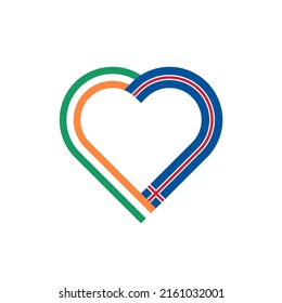 unity concept. heart ribbon icon of ireland and iceland flags. vector illustration isolated on white background