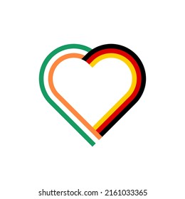 unity concept. heart ribbon icon of ireland and germany flags. vector illustration isolated on white background