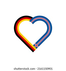 unity concept. heart ribbon icon of germany and iceland flags. vector illustration isolated on white background