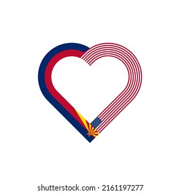 unity concept. heart ribbon icon of arizona state and united states flags. vector illustration isolated on white background