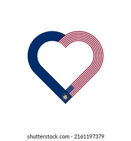unity concept. heart ribbon icon of utah state and united states flags. vector illustration isolated on black background