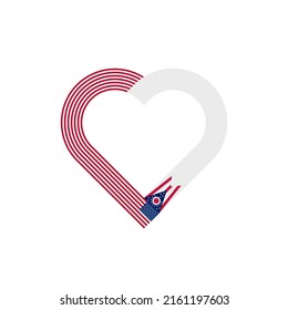 unity concept. heart ribbon icon of united states and ohio state flags. vector illustration isolated on black background