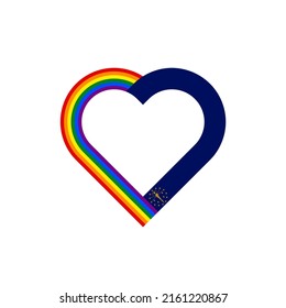 unity concept. heart ribbon icon of rainbow and indiana state flags. vector illustration isolated on white background