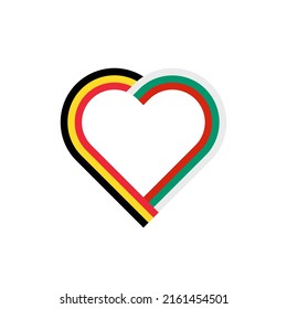 unity concept. heart ribbon icon of belgium and bulgaria flags. vector illustration isolated on white background