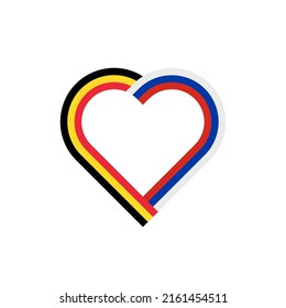 unity concept. heart ribbon icon of belgium and russia flags. vector illustration isolated on white background