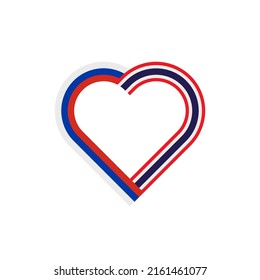 unity concept. heart ribbon icon of russia and thailand flags. vector illustration isolated on white background