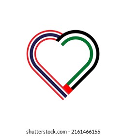 unity concept. heart ribbon icon of thailand and united arab emirates  flags. vector illustration isolated on white background