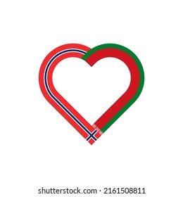 unity concept. heart ribbon icon of norway and belarus flags. vector illustration isolated on white background