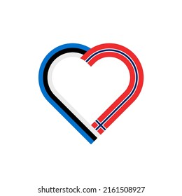 unity concept. heart ribbon icon of estonia and norway flags. vector illustration isolated on white background