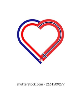 concepto de unidad. icono de la cinta de corazón de banderas croatas y noruega. ilustración vectorial aislada en fondo blanco