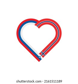 unity concept. heart ribbon icon of slovenia and norway flags. vector illustration isolated on white background