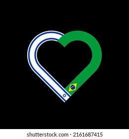 unity concept. heart ribbon icon of israel and brazil flags. vector illustration isolated on black background