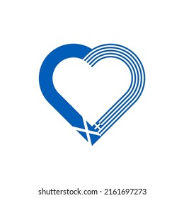 unity concept. heart ribbon icon of scotland and greece flags. vector illustration isolated on white background