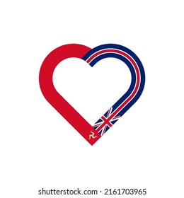 unity concept. heart ribbon icon of isle of man and union jack flags. vector illustration isolated on white background