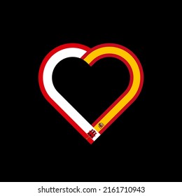 unity concept. heart ribbon icon of gibraltar and spain flags. vector illustration isolated on black background