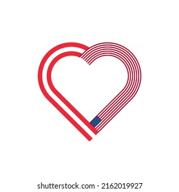 unity concept. heart ribbon icon of austria and united states flags. vector illustration isolated on white background