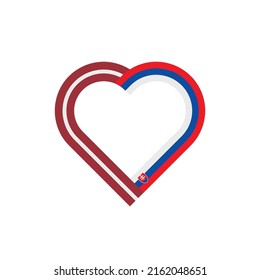 unity concept. heart ribbon icon of latvia and slovakia flags. vector illustration isolated on white background
