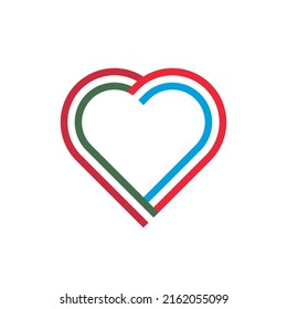unity concept. heart ribbon icon of hungary and luxembourg flags. vector illustration isolated on white background
