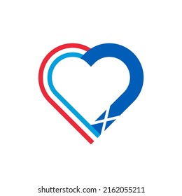 unity concept. heart ribbon icon of luxembourg and scotland flags. vector illustration isolated on white background