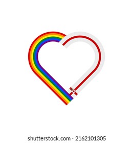 unity concept. heart ribbon icon of rainbow and northern ireland flags. vector illustration isolated on white background