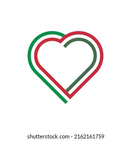 concepto de unidad. icono de la cinta de corazón de las banderas de cursiva y hungría. ilustración vectorial aislada en fondo blanco