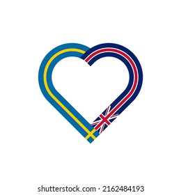 unity concept. heart ribbon icon of swedish and union jack flags. vector illustration isolated on white background