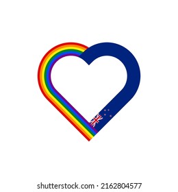 concepto de unidad. icono de la cinta de corazón del arco iris y nuevas banderas de zelandia. ilustración vectorial aislada en fondo blanco
