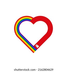 unity concept. heart ribbon icon of rainbow and hamburg flags. vector illustration isolated on white background