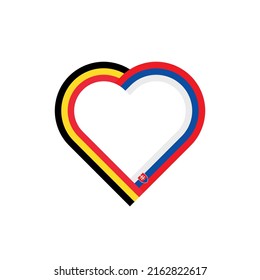 Einheitskonzept. Herzbandsymbol der belgischen und slovakia-Flaggen. Vektorgrafik einzeln auf weißem Hintergrund