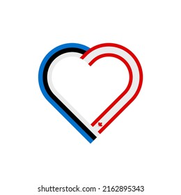 unity concept. heart ribbon icon of estonia and canada flags. vector illustration isolated on white background