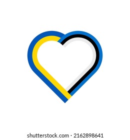 unity concept. heart ribbon icon of ukrainian and estonian flags. vector illustration isolated on white background