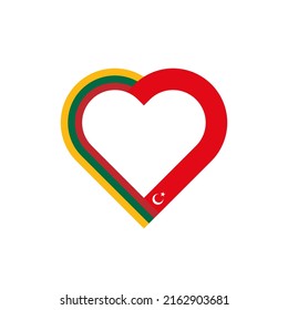 unity concept. heart ribbon icon of lithuania and turkey flags. vector illustration isolated on white background