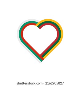 unity concept. heart ribbon icon of bulgaria and lithuania flags. vector illustration isolated on white background