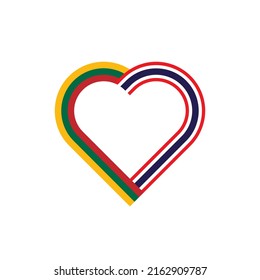 unity concept. heart ribbon icon of lithuania and thailand flags. vector illustration isolated on white background