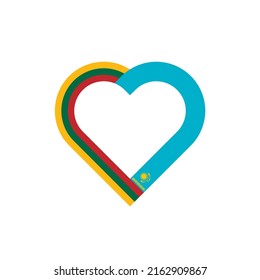unity concept. heart ribbon icon of lithuania and kazakhstan flags. vector illustration isolated on white background