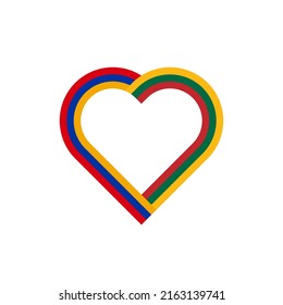 unity concept. heart ribbon icon of armenia and lithuania flags. vector illustration isolated on white background