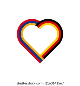 concepto de unidad. icono de la cinta de corazón de las banderas armenia y alemana. ilustración vectorial aislada en fondo blanco